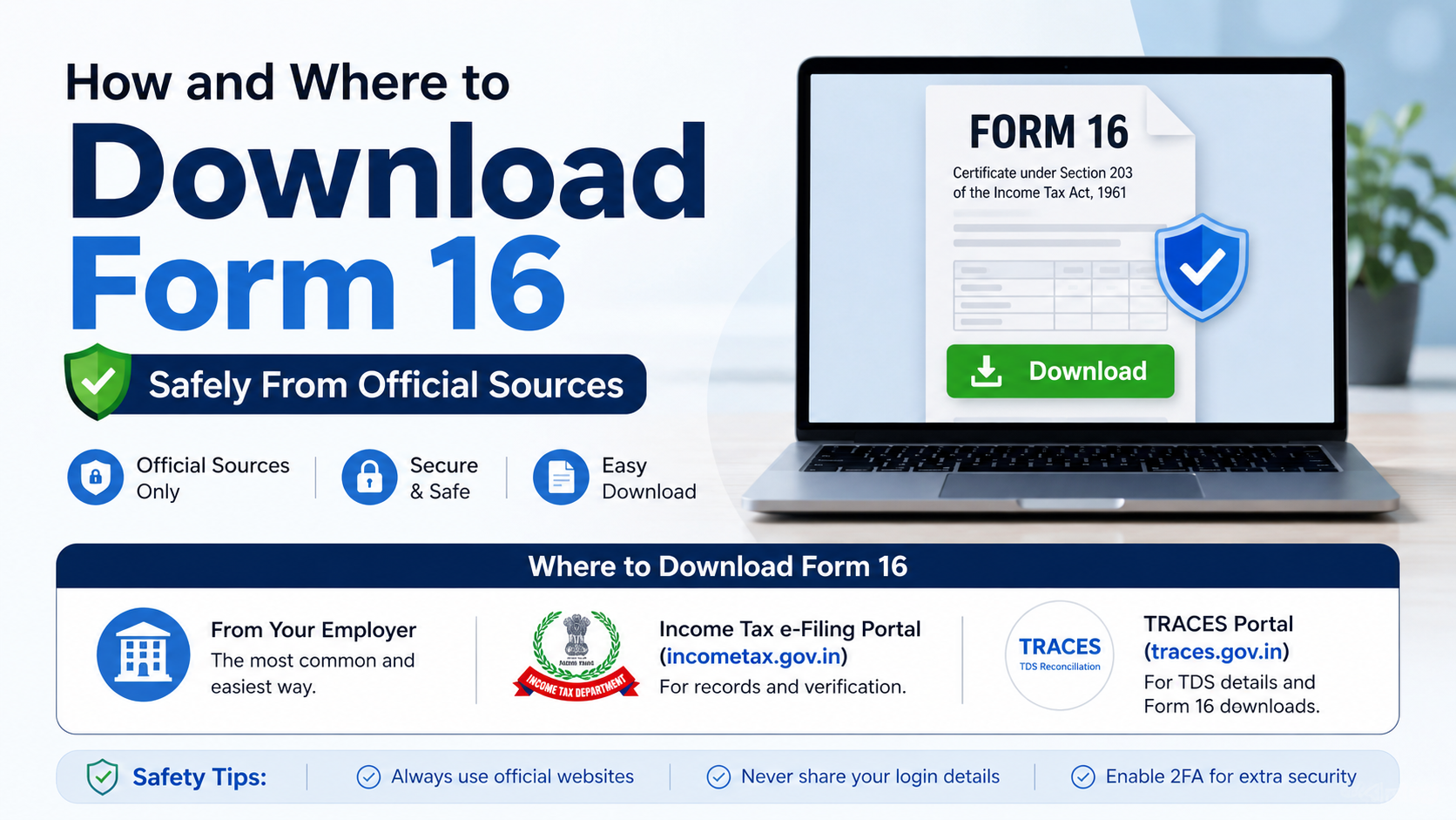 How and Where to Download Form 16 Safely From Official Sources in India