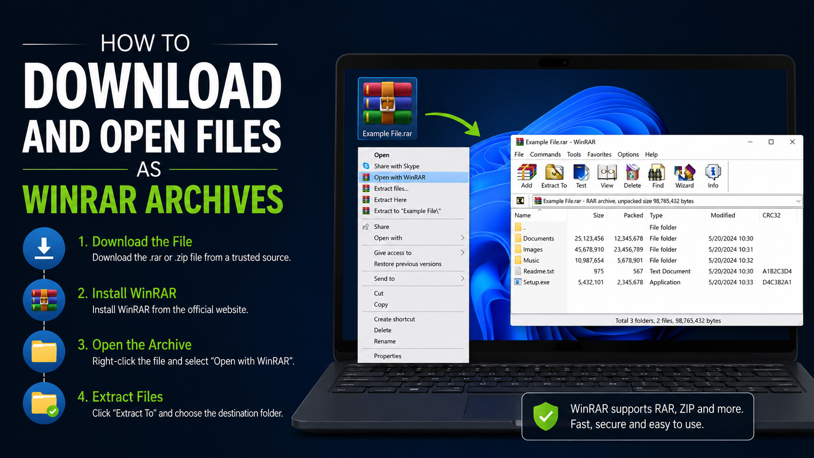 How to Download and Open Files as WinRAR Archives on Windows