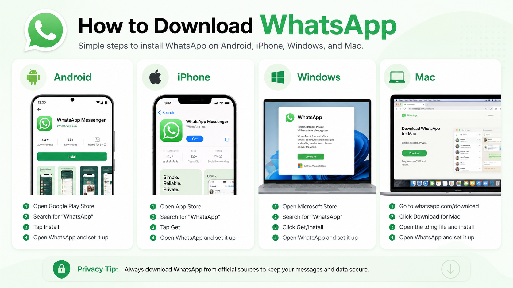 How to Download WhatsApp on Android, iPhone, Windows, and Mac